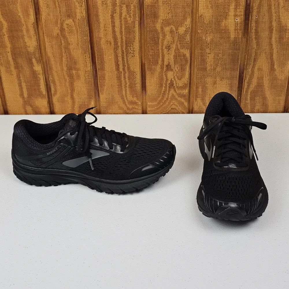 Brooks Adrenaline GTS 18 Mens 10 D All Black Running Shoes 1102711D026